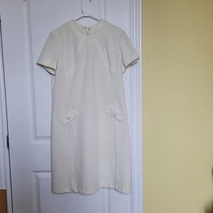 Miss Berkeley dress vintage off white textured polyester 1960s short sleeves